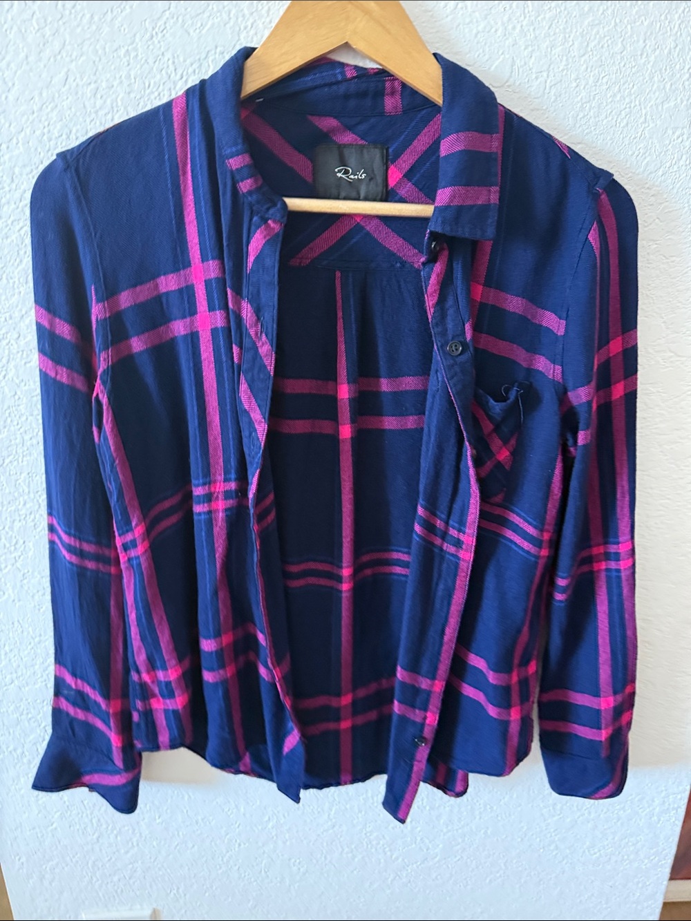 Rails Kids Navy and Pink Plaid Button-Down Shirt